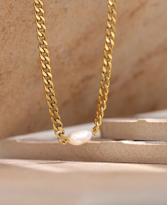 Natural pearl freshwater abstract pendant necklace - product image