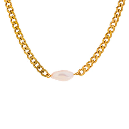 Natural pearl freshwater abstract pendant necklace - product image