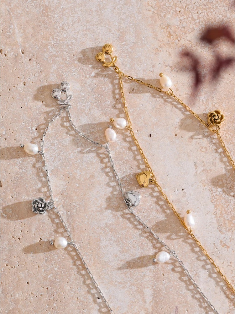 Natural pearl heart cherry drop necklace - product image