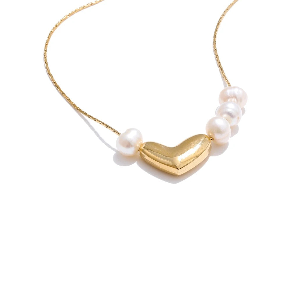 Natural pearl heart love pendant necklace - product image