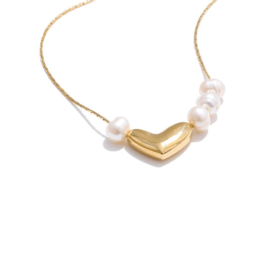 Natural pearl heart love pendant necklace - product image