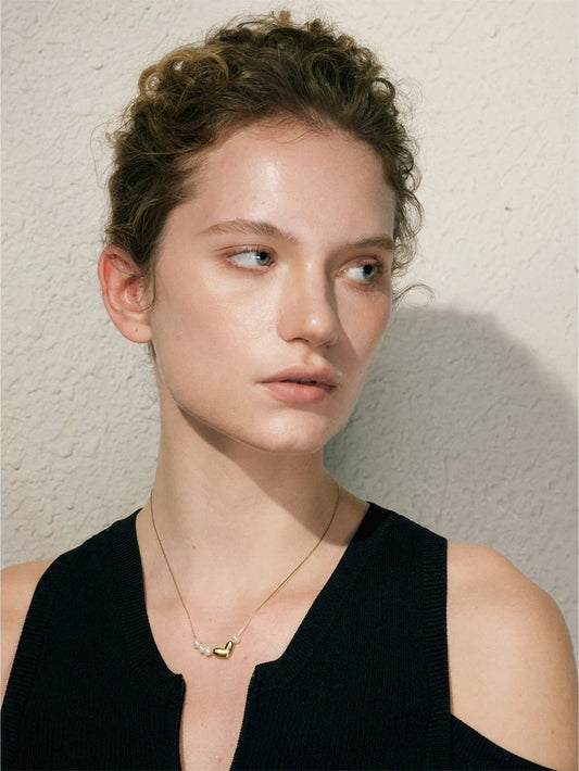 Natural pearl heart love pendant necklace - product image