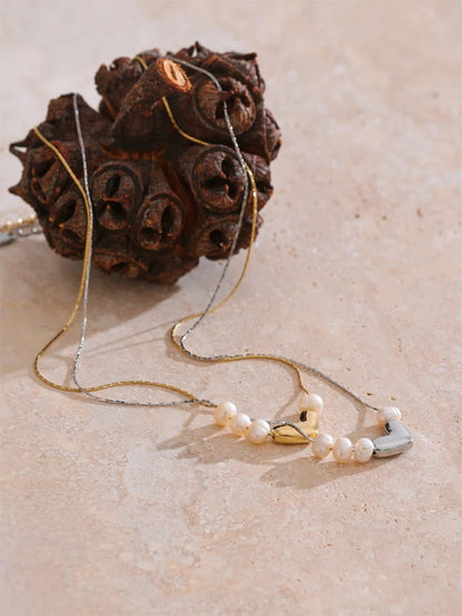 Natural pearl heart love pendant necklace - product image