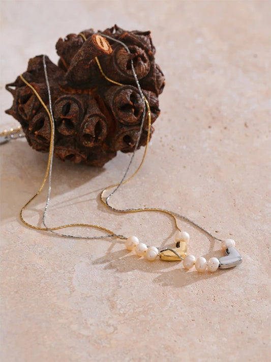 Natural pearl heart love pendant necklace - product image
