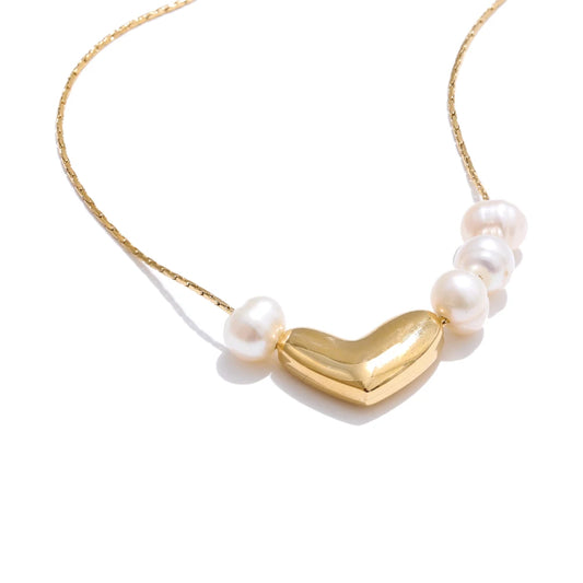 Natural pearl heart love pendant necklace - product image