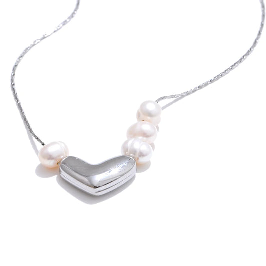Natural pearl heart love pendant necklace - product image