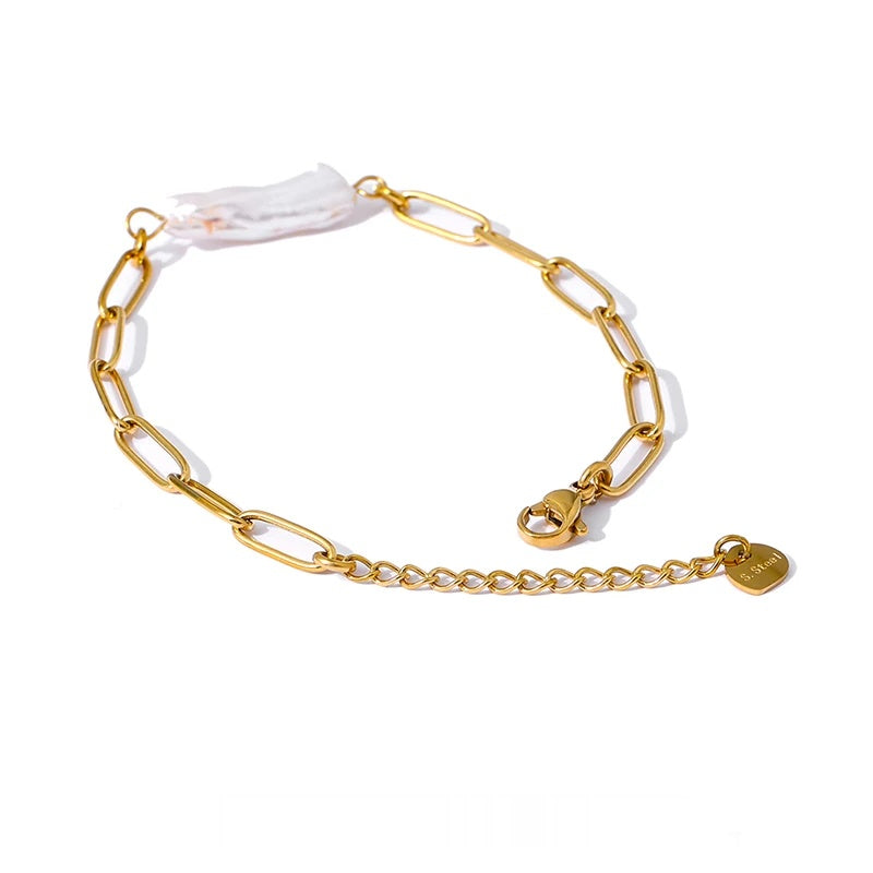Natural pearl link chain charm bracelet - product image