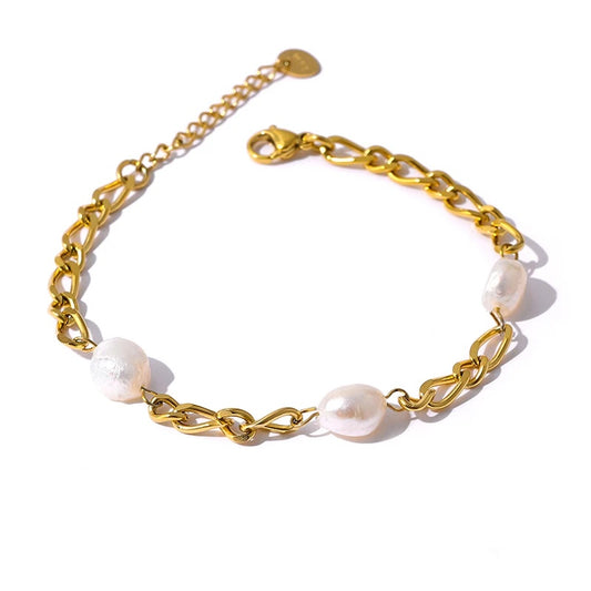 Natural pearl link chain fashion bracelet women - product image