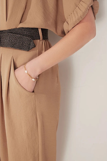 Natural pearl link chain fashion bracelet women - product image