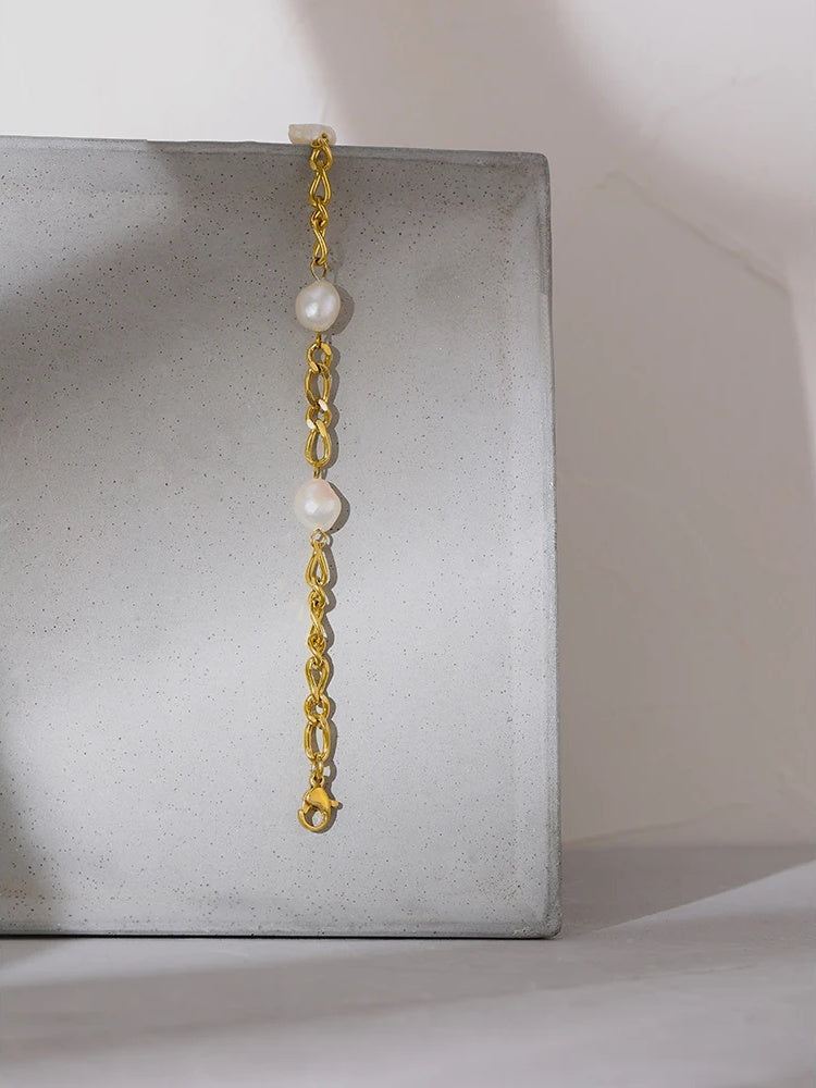 Natural pearl link chain fashion bracelet women - product image