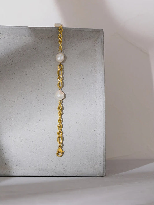 Natural pearl link chain fashion bracelet women - product image