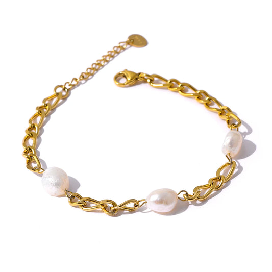 Natural pearl link chain fashion bracelet women - product image