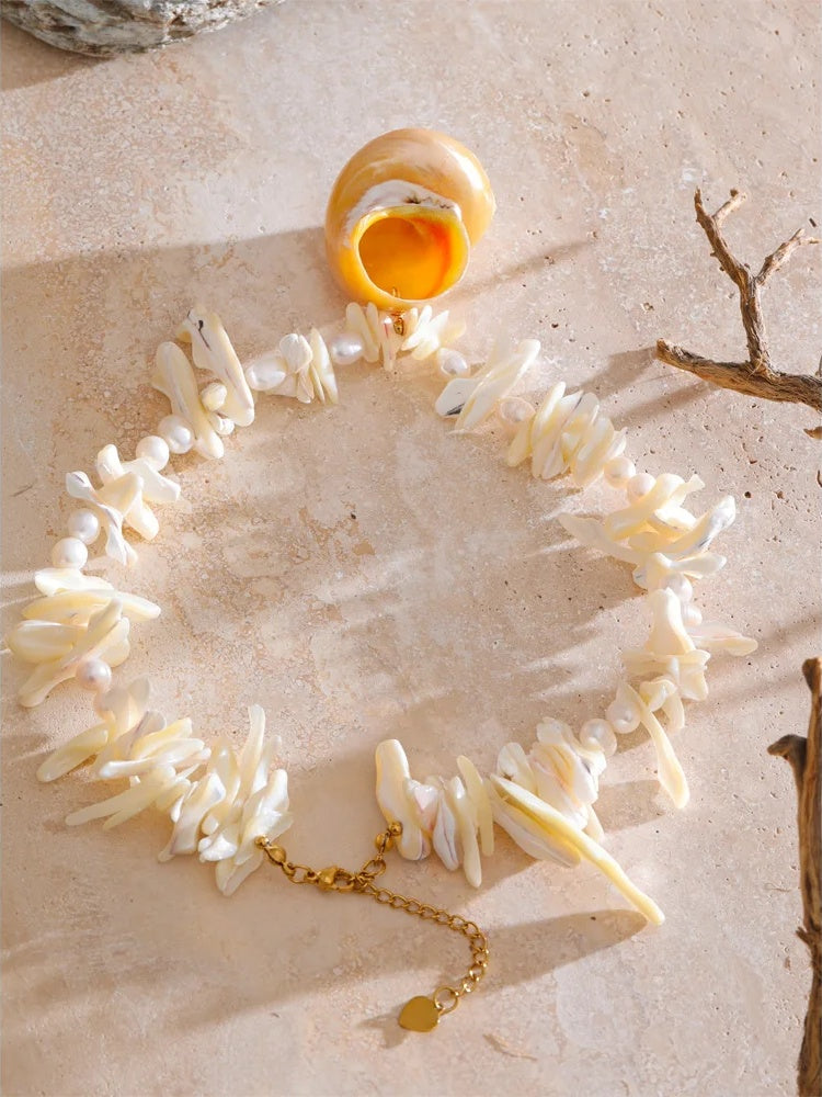 Natural pearl shell conch pendant necklace - product image