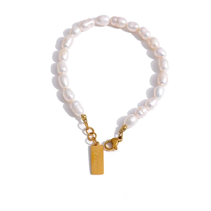 Natural pearl stylish chain love bracelet - product image