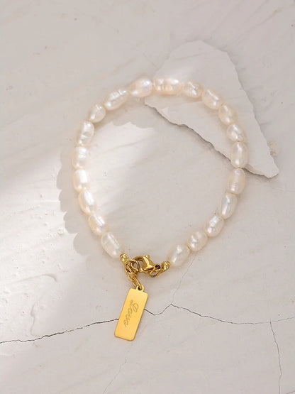 Natural pearl stylish chain love bracelet - product image