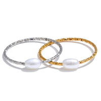 Natural Pearl Thin Abstract Finger Ring Women