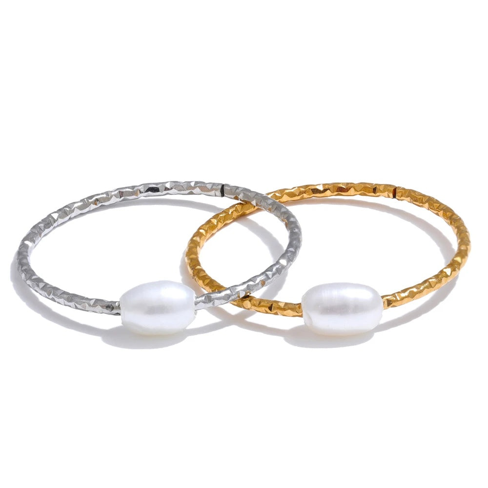 Natural pearl thin abstract finger ring women - product image
