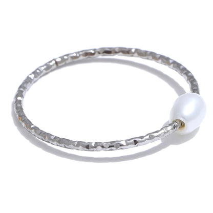 Natural pearl thin abstract finger ring women - product image