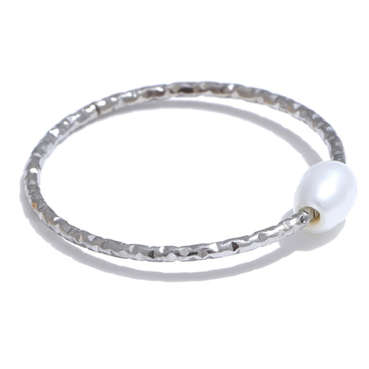 Natural pearl thin abstract finger ring women - product image