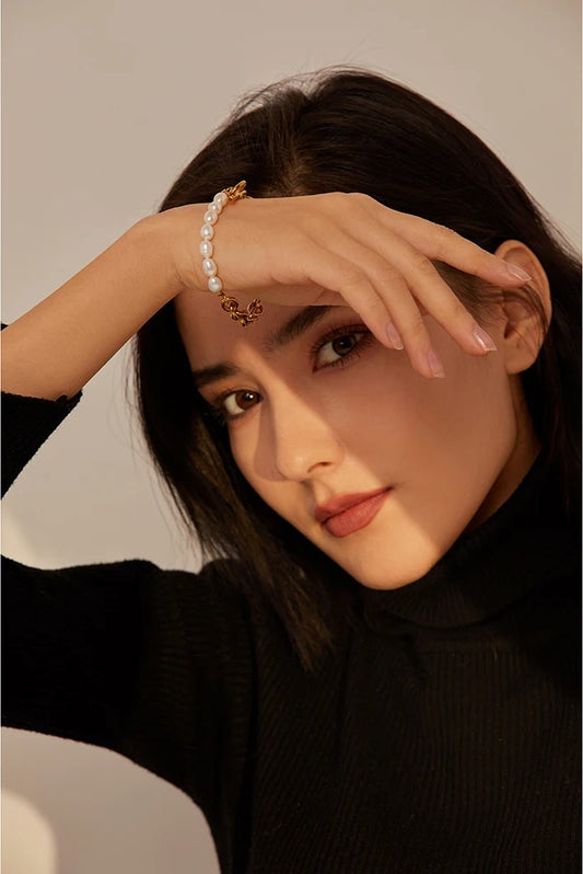 Natural pearl toggle-clasps link chain bracelet women - product image