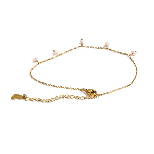 Natural pearls drop chain anklet - product image