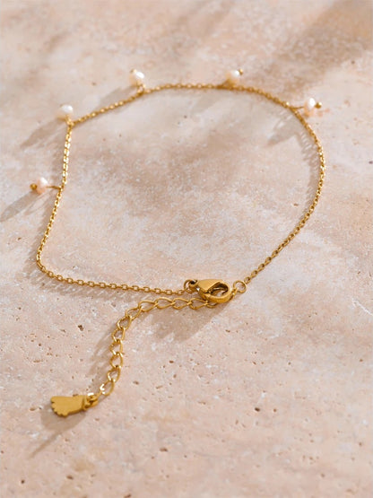 Natural pearls drop chain anklet - product image