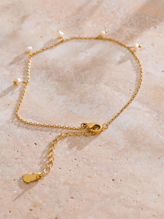 Natural pearls drop chain anklet - product image