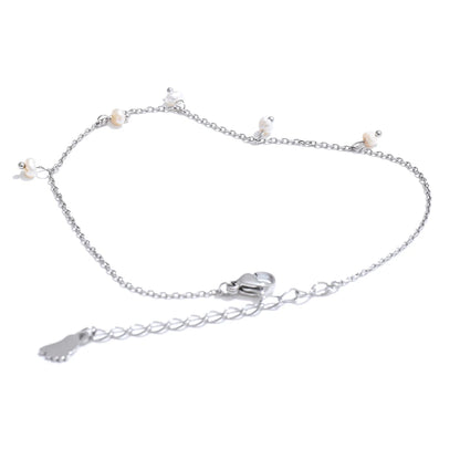 Natural pearls drop chain anklet - product image