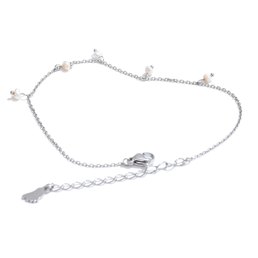 Natural pearls drop chain anklet - product image