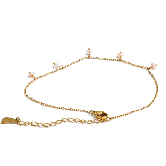 Natural pearls drop chain anklet - product image
