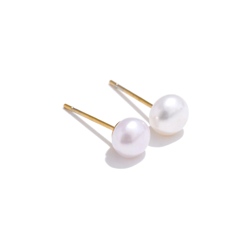 Natural pearls round stud earrings for ladies - product image