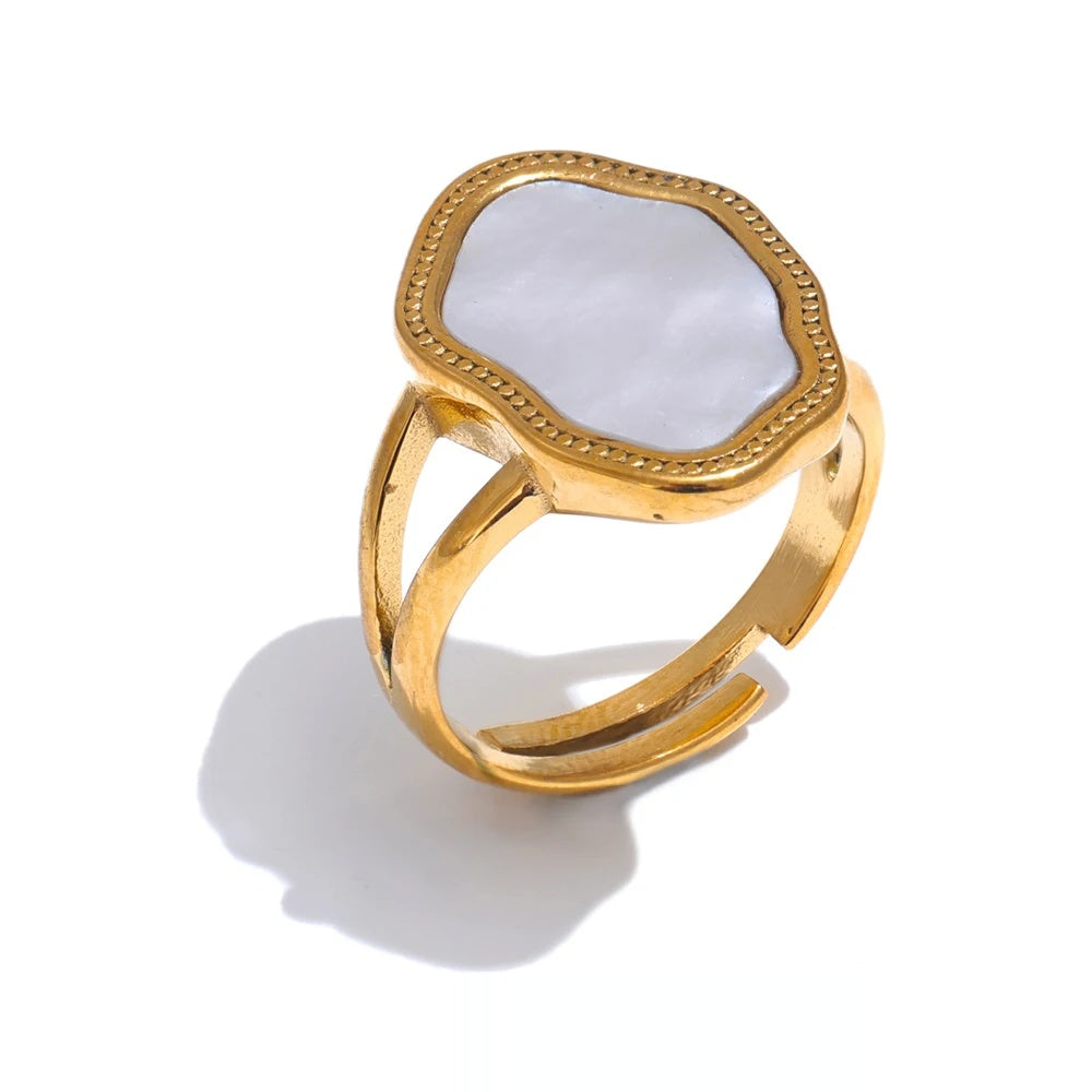 Natural shell adjustable contemporary ring - product image
