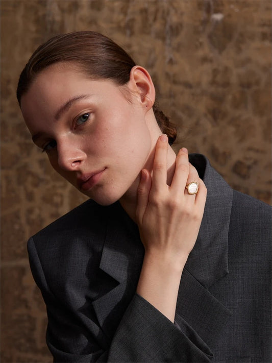 Natural shell adjustable contemporary ring - product image