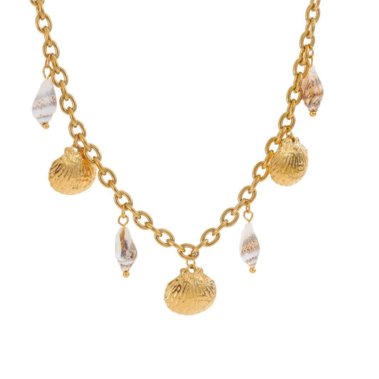 Natural shell charm pendant necklace - product image
