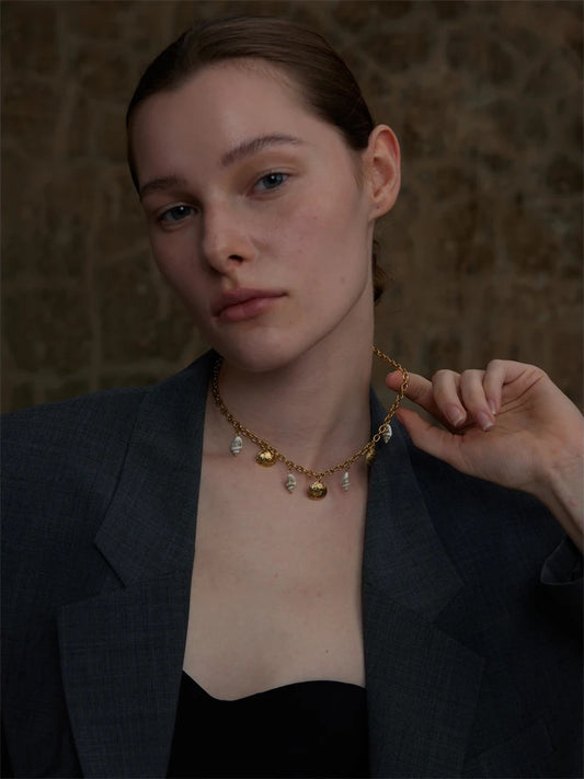 Natural shell charm pendant necklace - product image