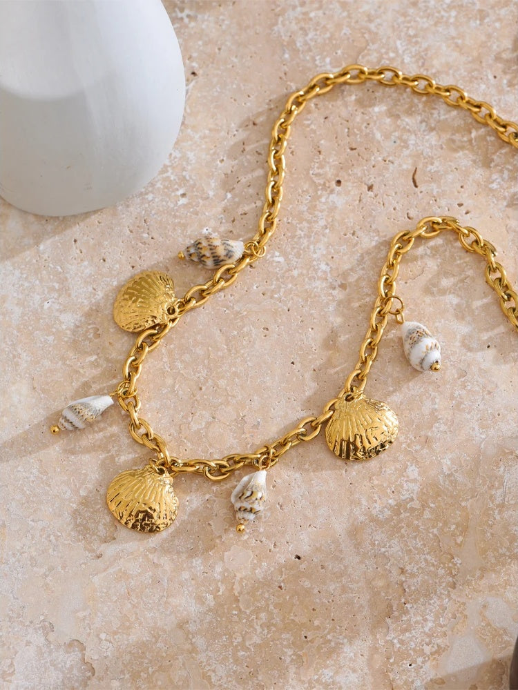 Natural shell charm pendant necklace - product image