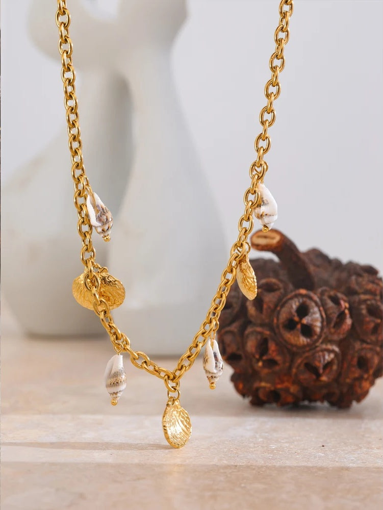 Natural shell charm pendant necklace - product image