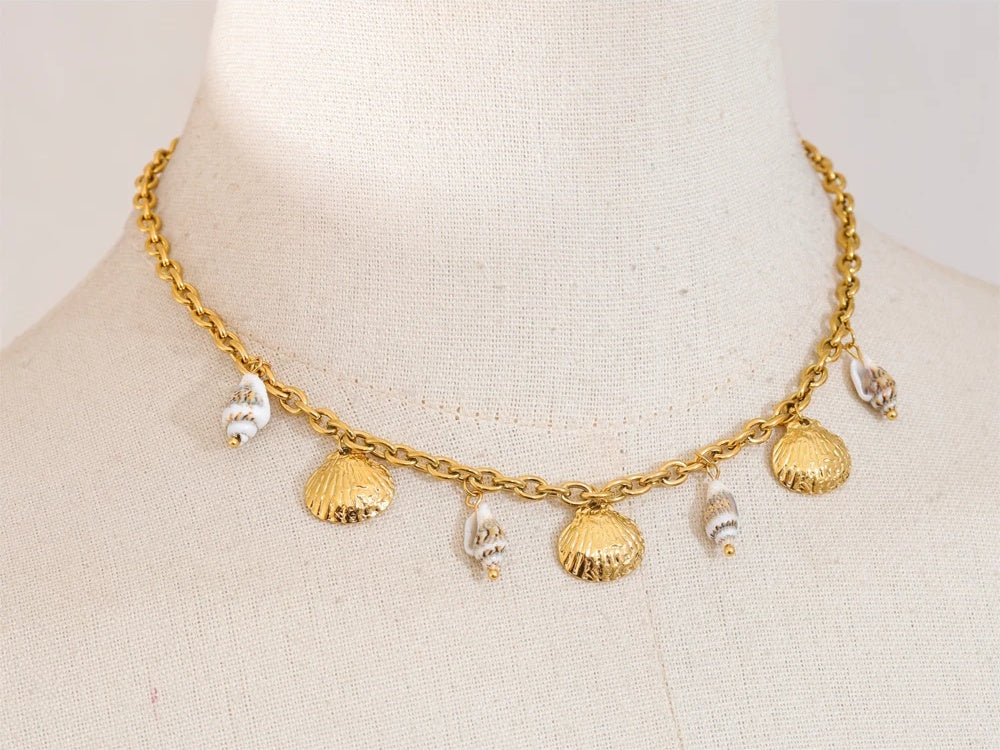 Natural shell charm pendant necklace - product image
