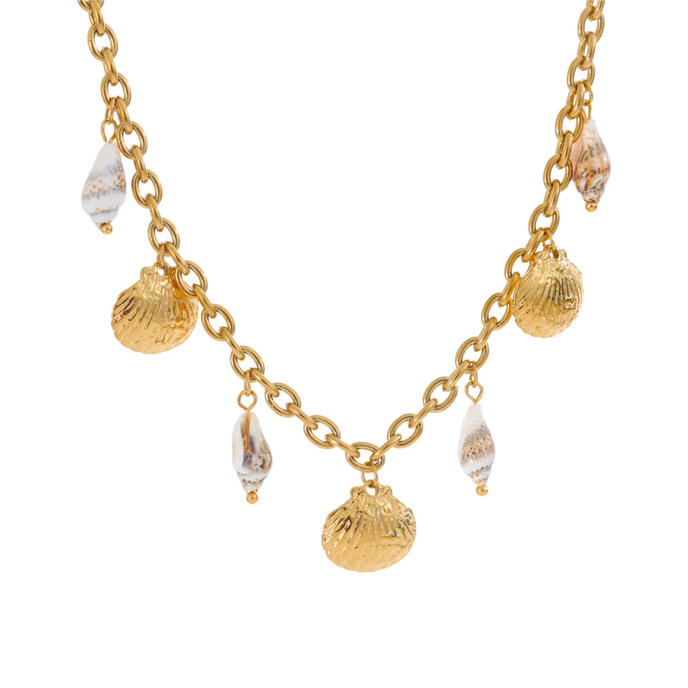 Natural shell charm pendant necklace - product image