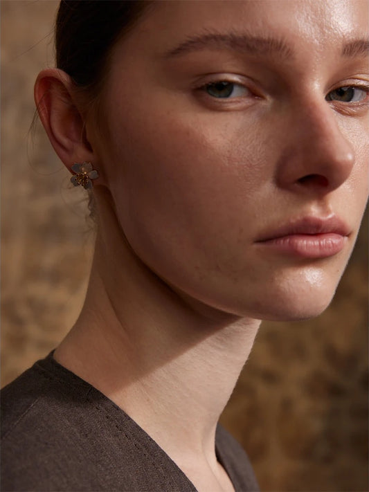 Natural shell flower daily stud earrings - product image