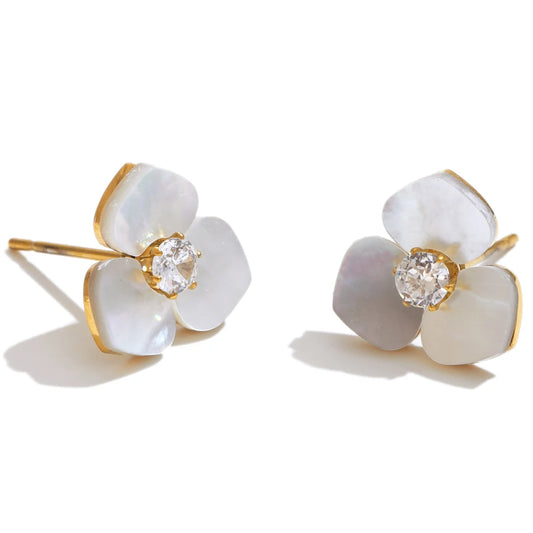 Natural shell flower necklace earrings ring bracelet set - product image