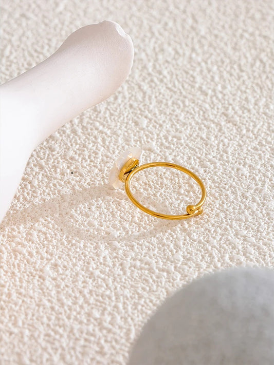 Natural shell flower open adjustable ring - product image