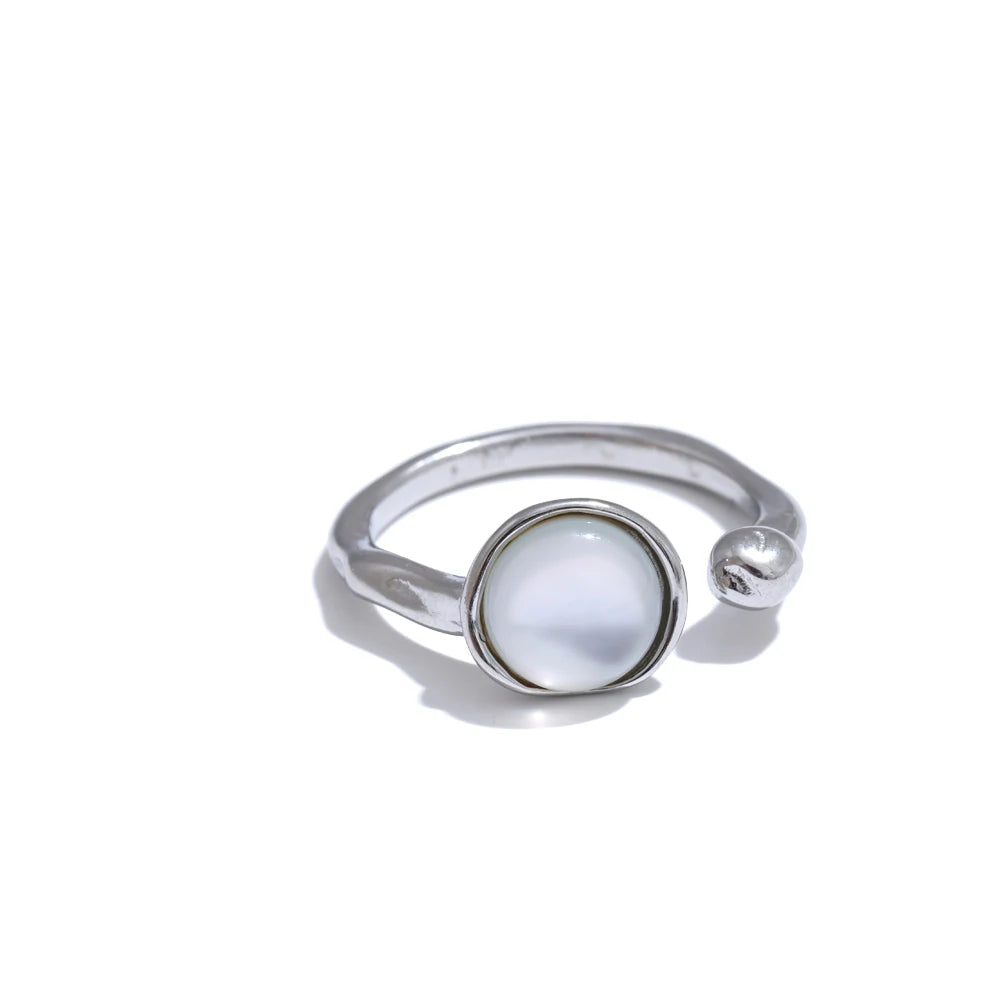 Natural shell fritillary modern fashion ring - product image
