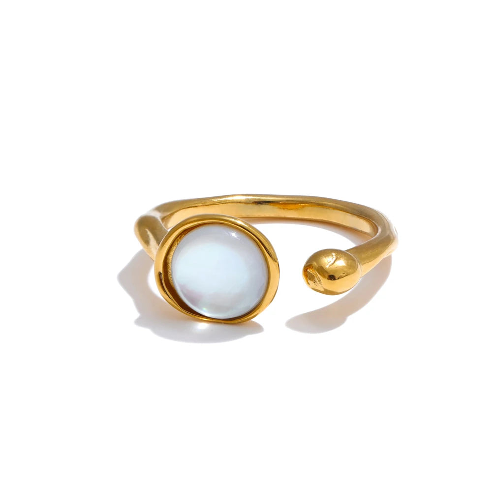 Natural shell fritillary modern fashion ring - product image