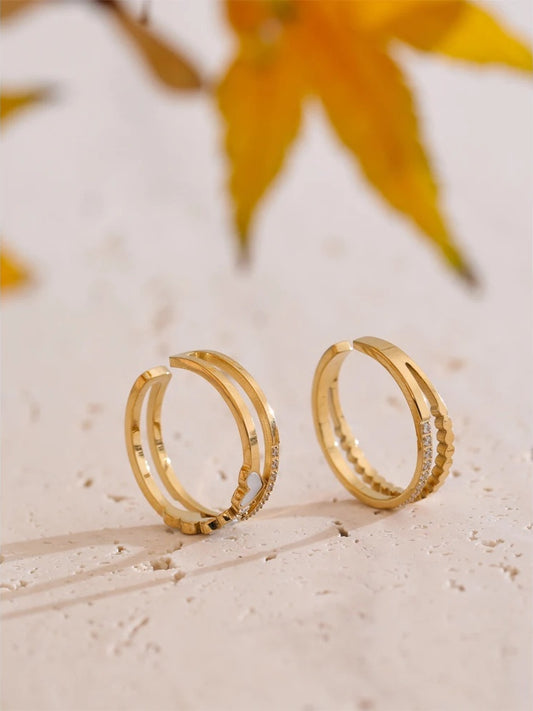 Natural shell heart double layer adjustable ring - product image