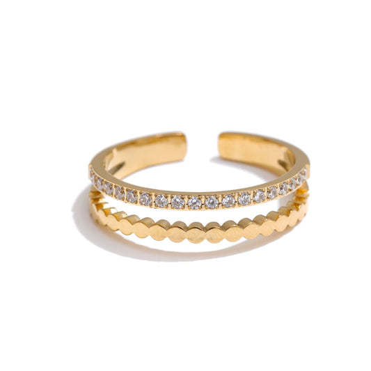 Natural shell heart double layer adjustable ring - product image