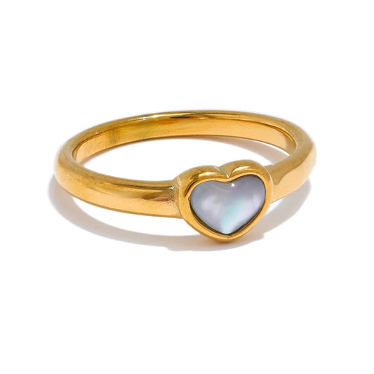 Natural shell heart love glue setting ring - product image