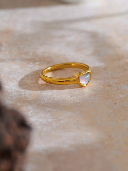 Natural shell heart love glue setting ring - product image