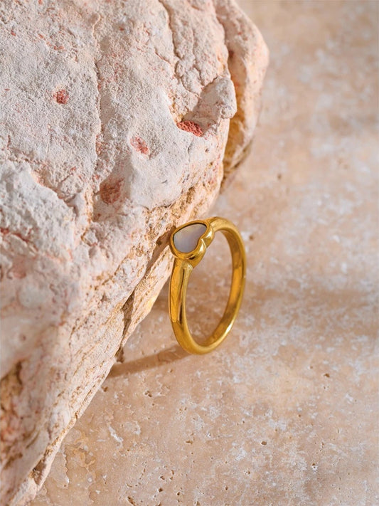 Natural shell heart love glue setting ring - product image