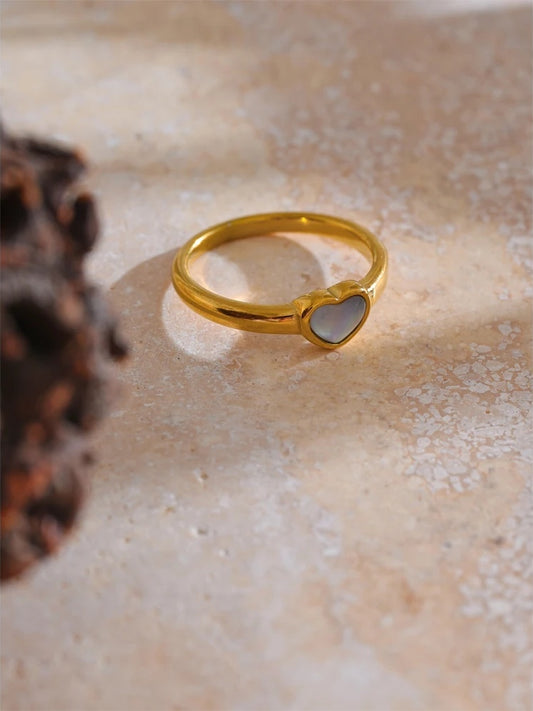 Natural shell heart love glue setting ring - product image